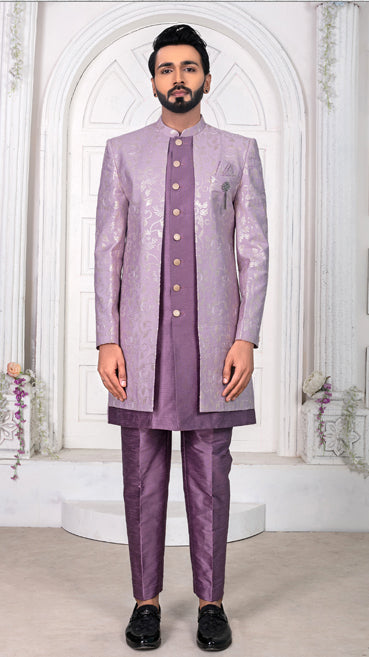 LAVENDER DOUBLE PATTERN INDO WESTERN