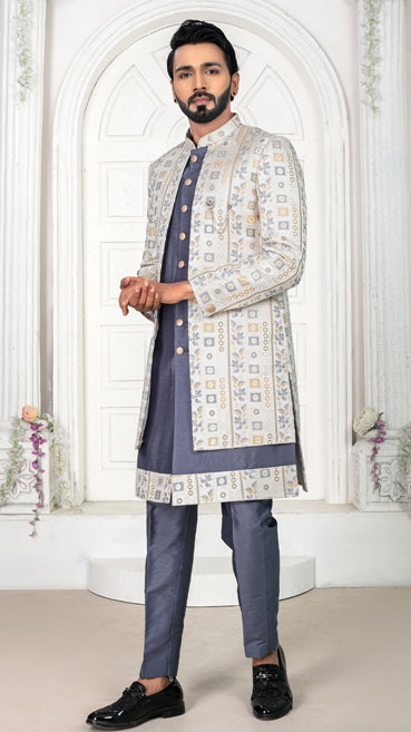 MUTI COLOR PRINT COAT PATTERN INDO WESTERN FOR GROOM