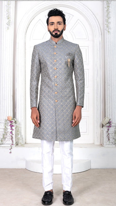 GRAY COLOR SEQUENCE WORK EMBROIDERY INDO WESTERN