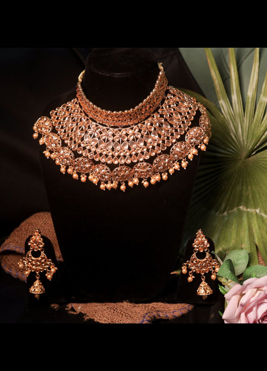 GOLD COLOUR WITH GOLD STONE BRIDAL SET