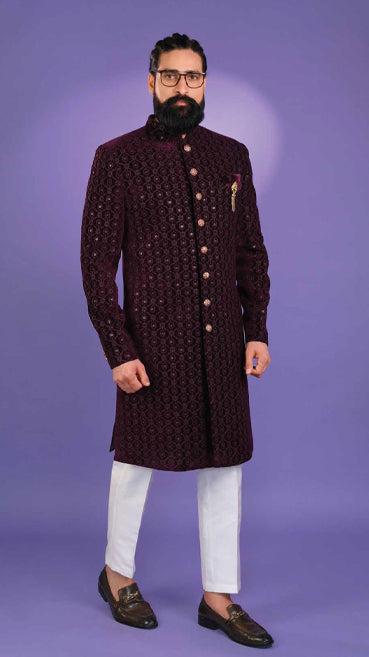 WINE COLOR INDO WESTERN FOR GROOM
